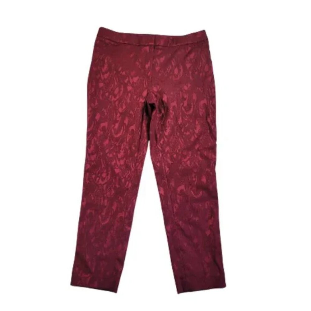 White House Black Market The Slim Jacquard Lace Ankle Pants Red Sz 8